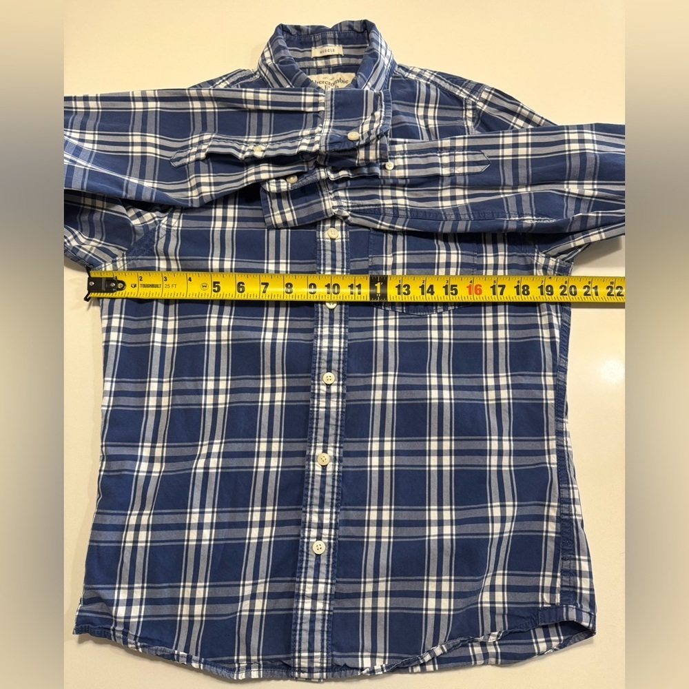 VTG Abercrombie Fitch Long Sleeve Muscle Shirt Button Up Size Medium Plaid Y2K - Picture 5 of 7